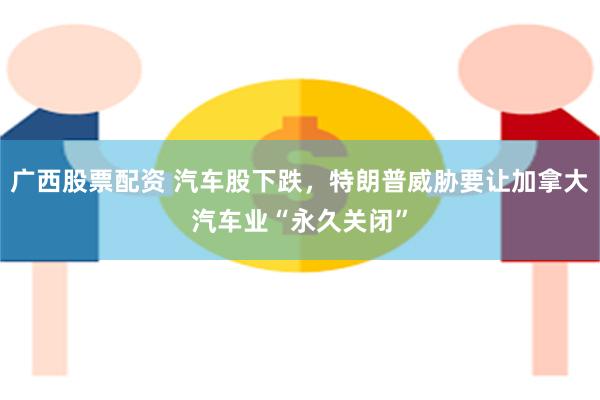 广西股票配资 汽车股下跌，特朗普威胁要让加拿大汽车业“永久关闭”