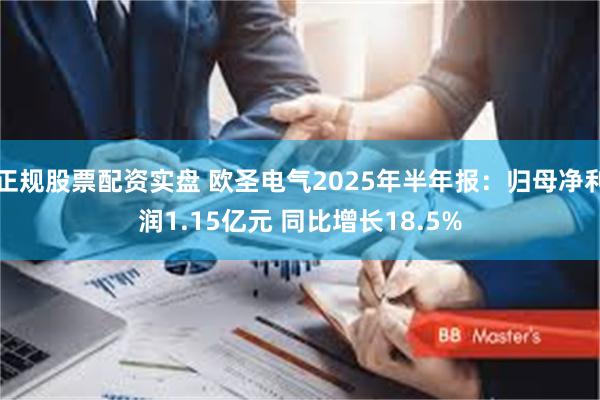 正规股票配资实盘 欧圣电气2025年半年报：归母净利润1.15亿元 同比增长18.5%